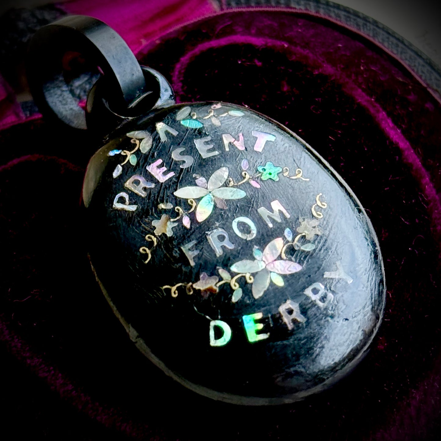 Victorian Derby Whitby Jet Pendant ; Circa 1870