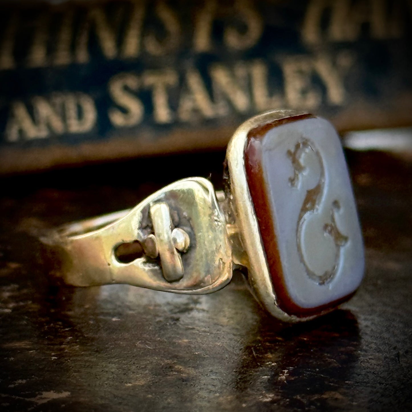 Antique Sardonyx 'S' Signet Ring; Circa 1890