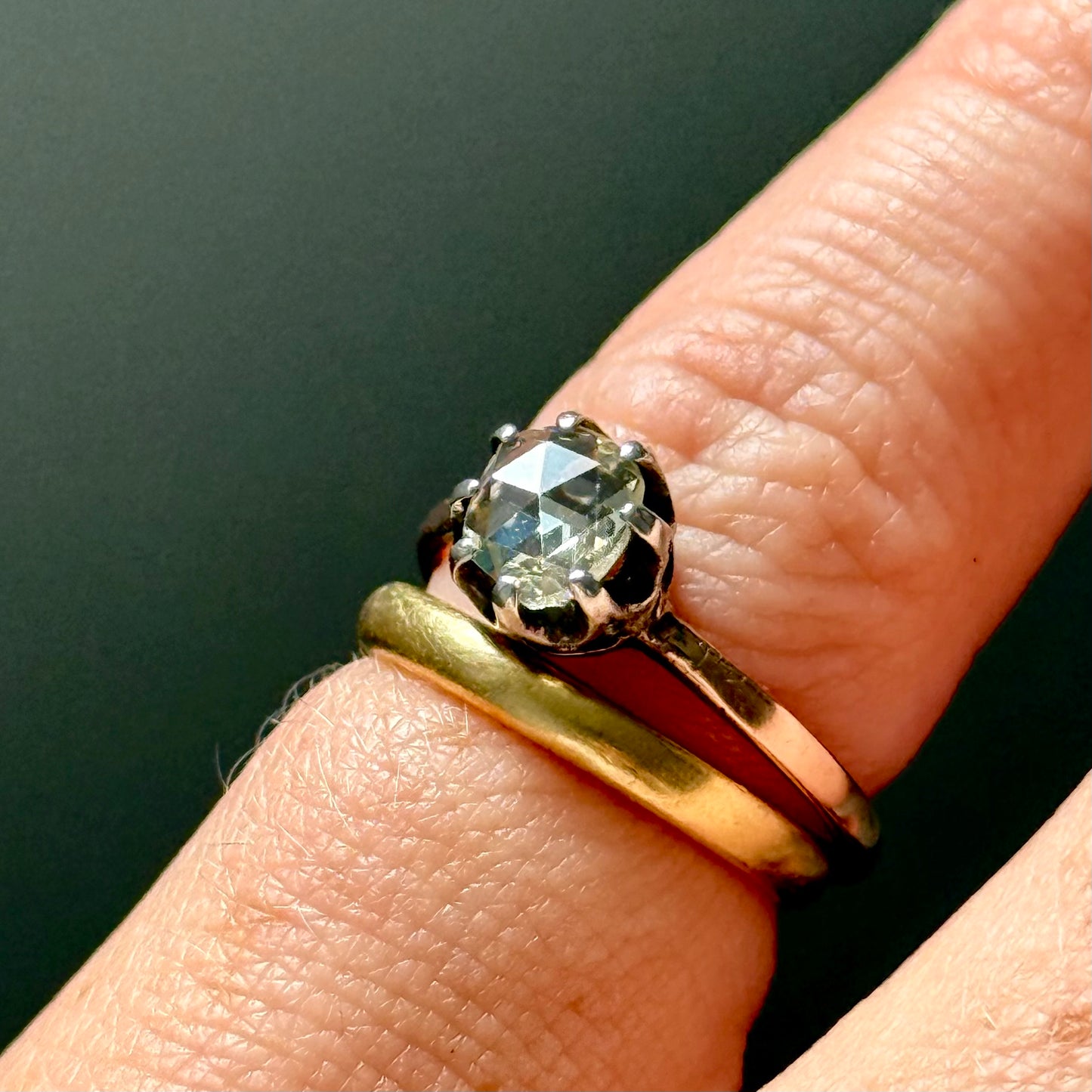 Georgian Rose Cut Diamond Ring in 9 Carat Rose Gold