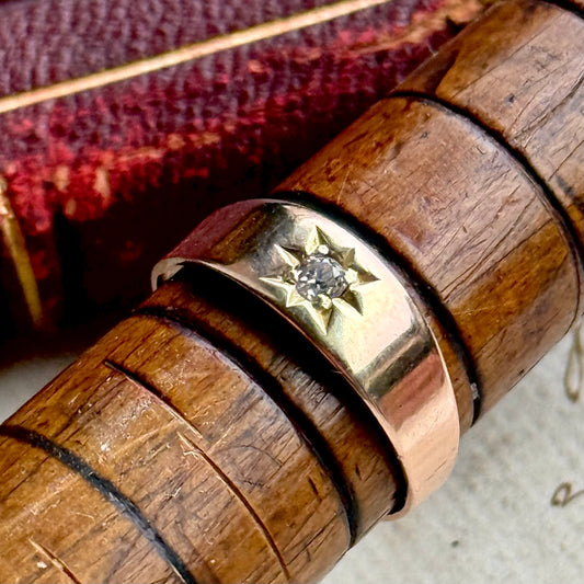 Antique Victorian Diamond Starburst Ring in 9 Carat Gold; Circa 1895