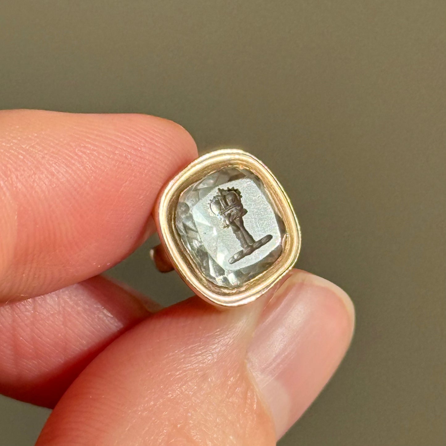 Antique Quartz Intaglio Fob in 9 Carat Gold; Circa 1860