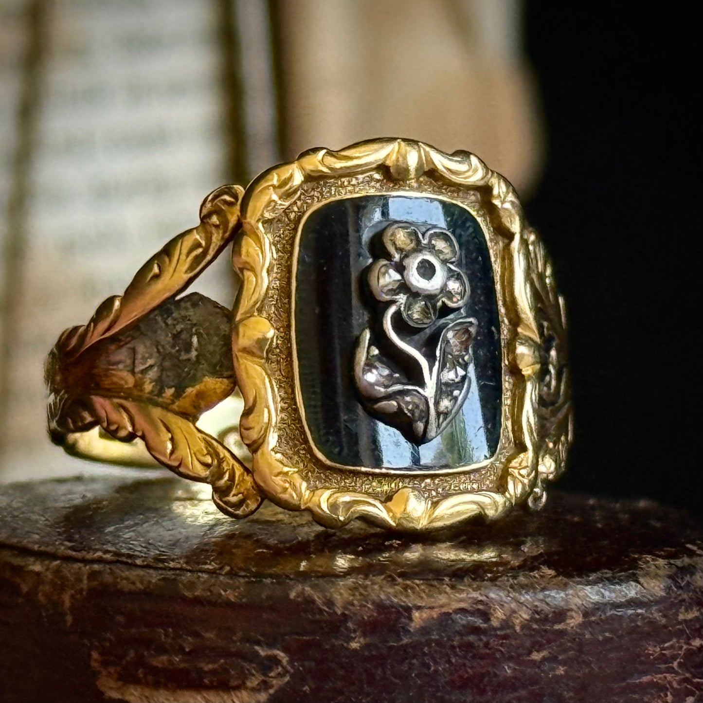 Antique Georgian Forget Me Not Diamond Mourning ring