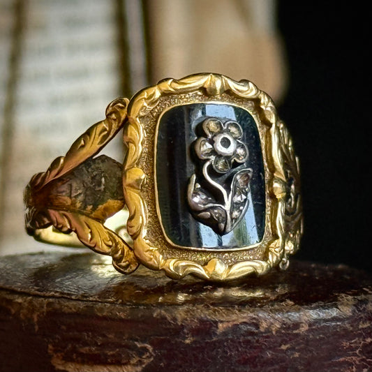 Antique Georgian Forget Me Not Diamond Mourning ring