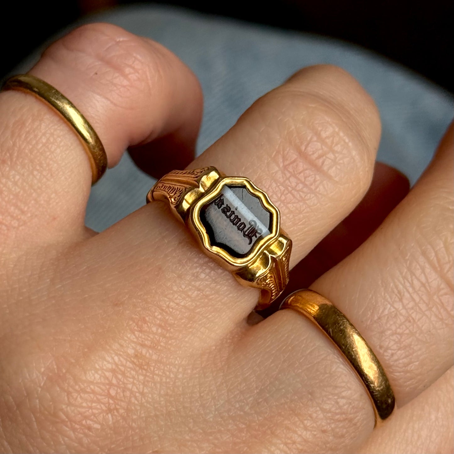 Antique Agate 'Louisa' Intaglio Ring in 18 Carat Gold; Circa 1900