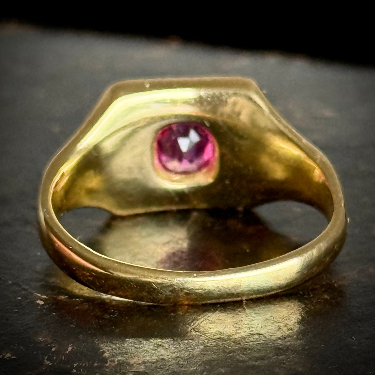 1930's Star Set Ruby Signet Ring in 18 Carat Gold