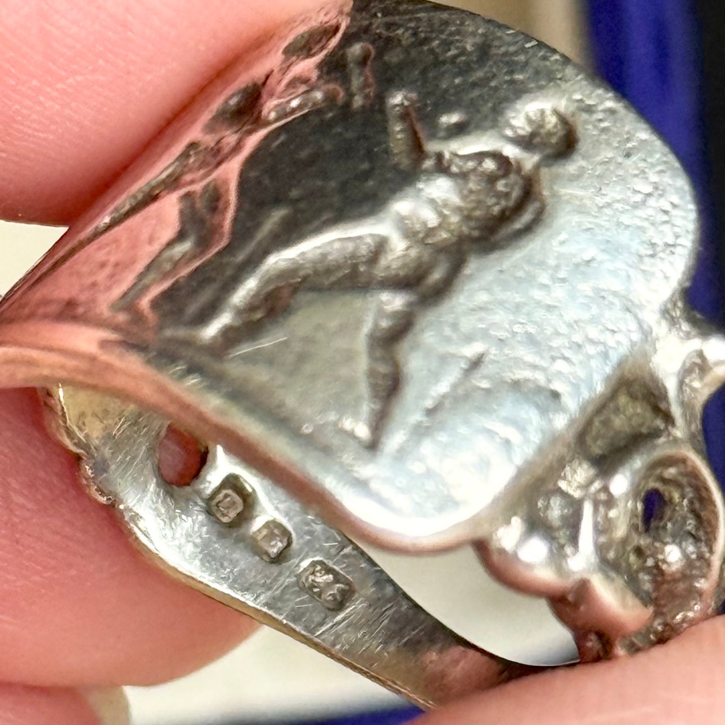 Vintage Roman Boxers Signet Ring in Silver