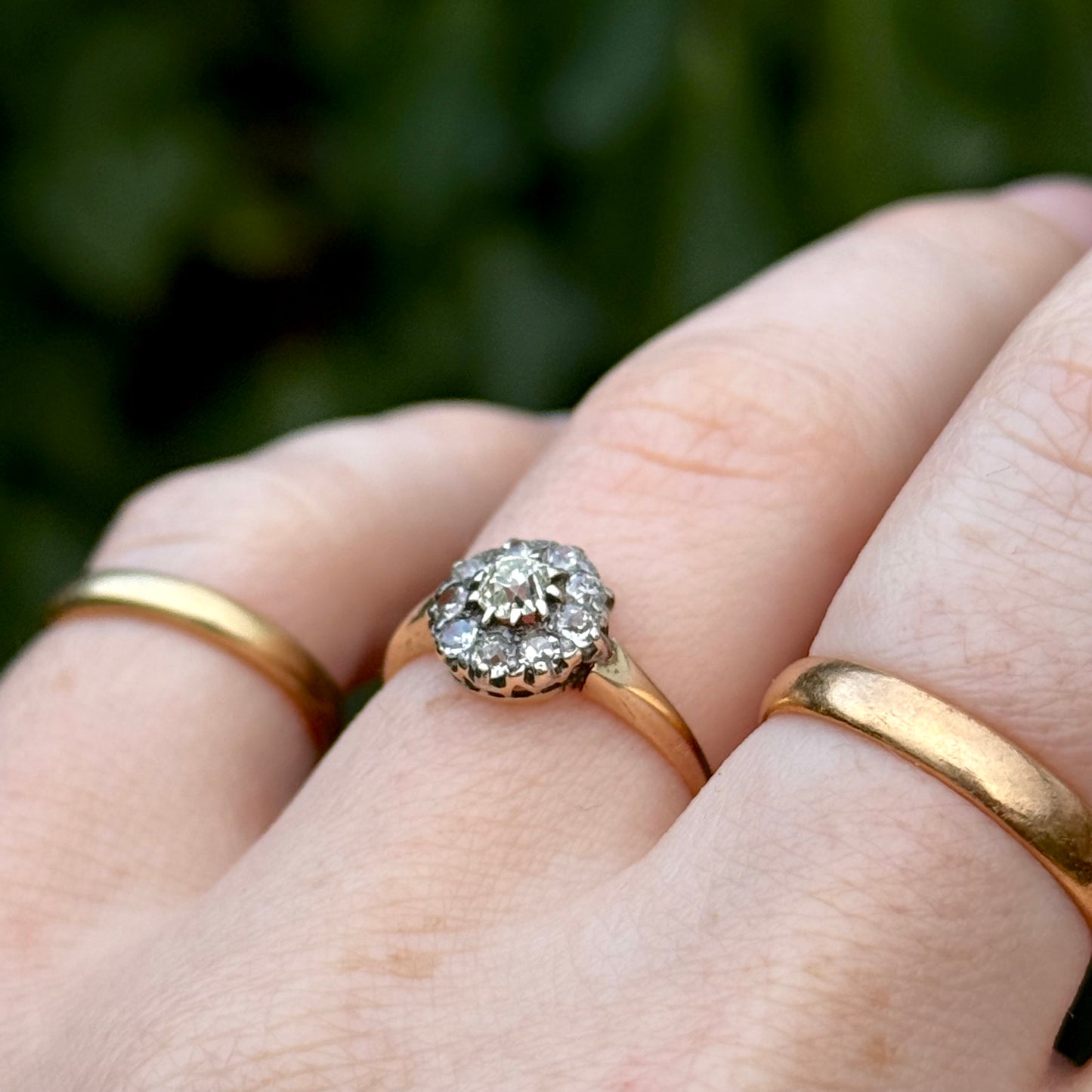 Antique Victorian Diamond Cluster Ring in 18 Carat Gold; Circa 1880