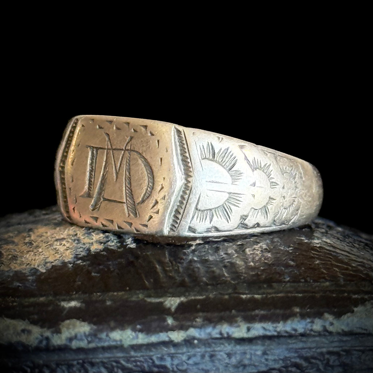Antique Monogram Signet Ring in Silver; circa 1860