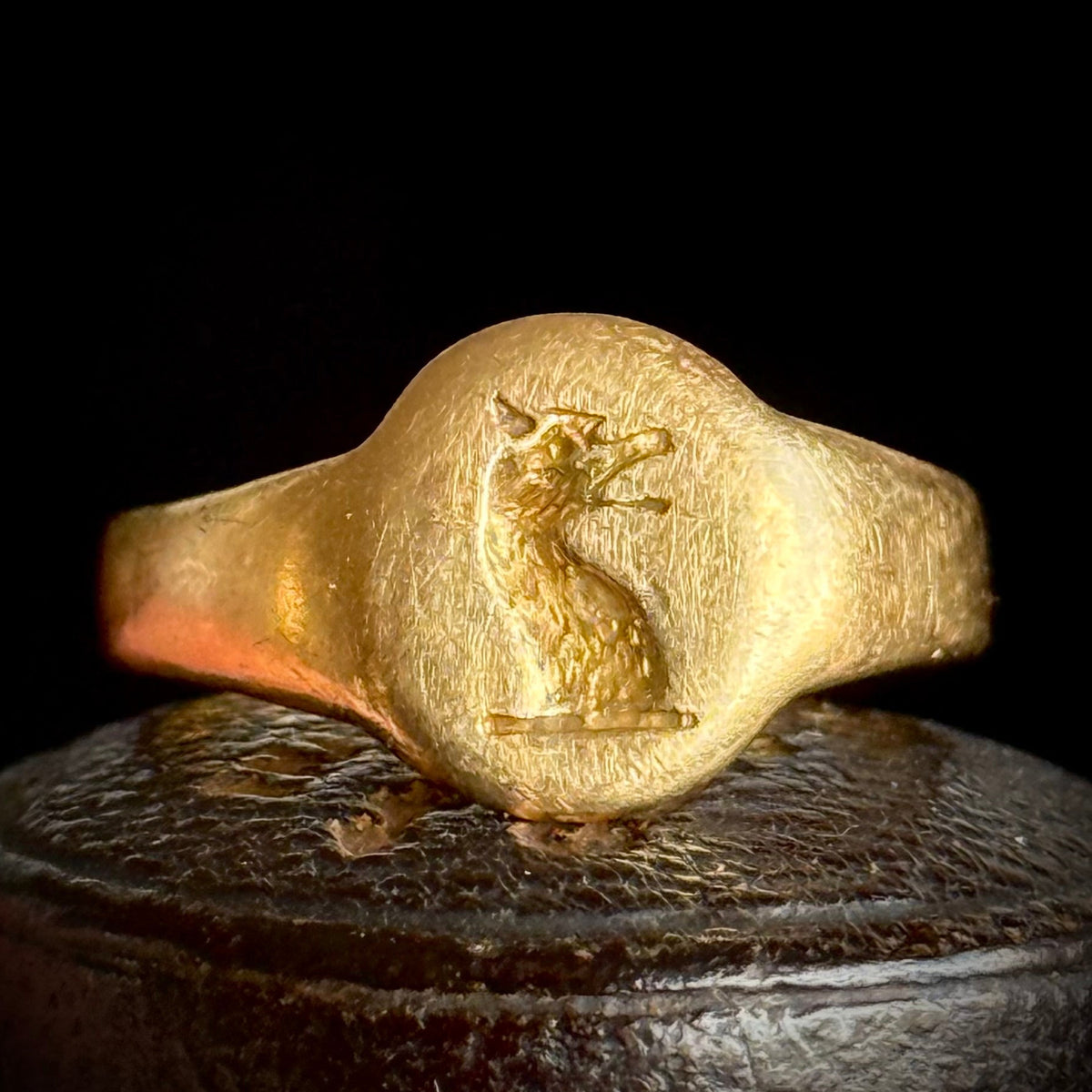 Antique Mythical Intaglio Signet Ring in 18 Carat Gold; Circa 1860