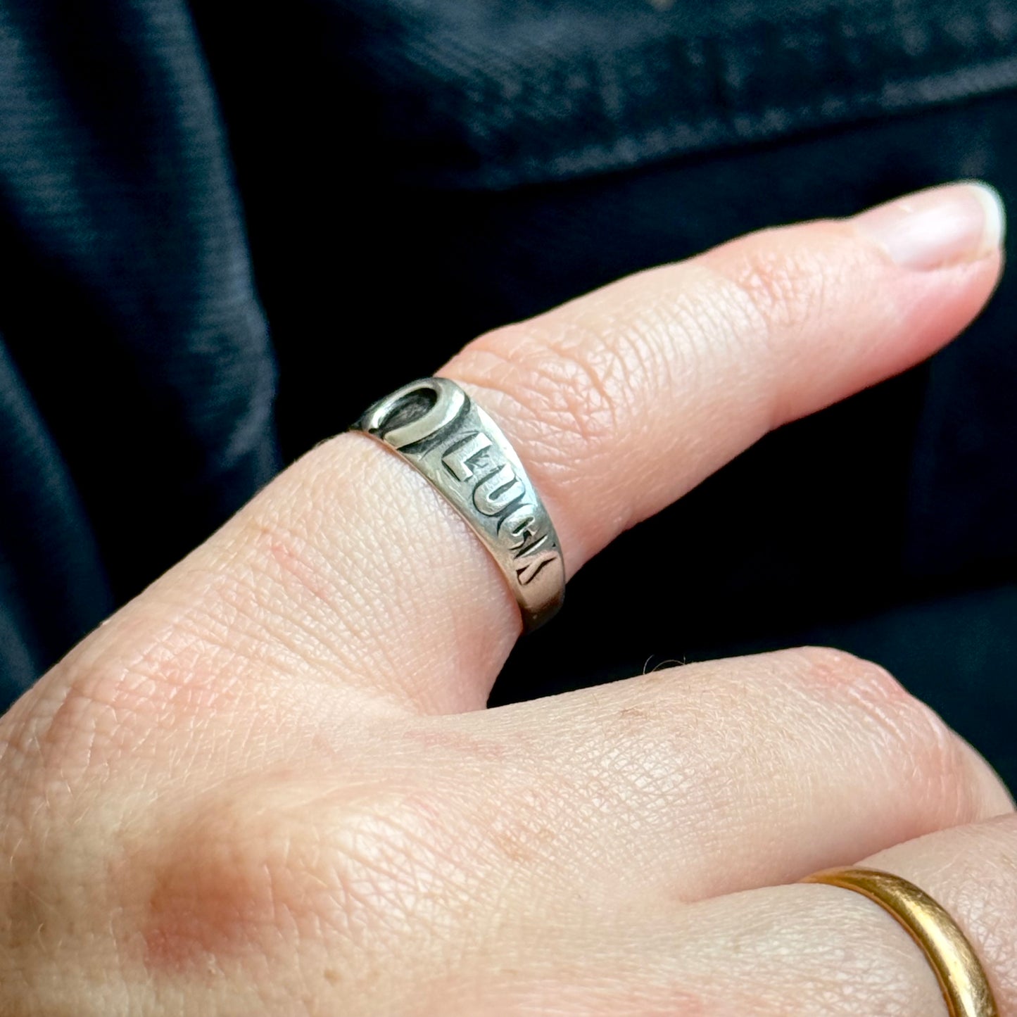 Antique Victorian Good Luck Silver Ring; Circa 1880