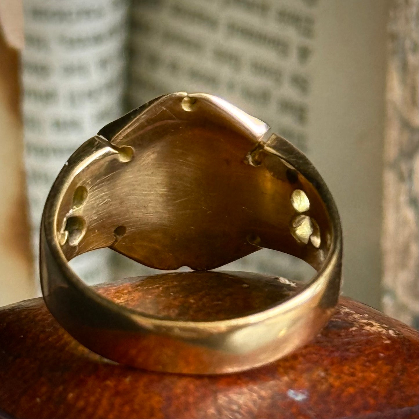 Heavy 'B' Signet Ring in 15 Carat Gold; Circa 1880