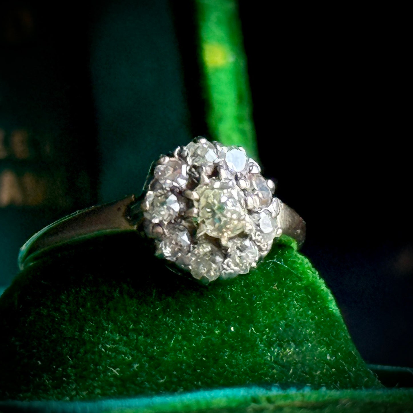 Antique Victorian Diamond Cluster Ring in 18 Carat Gold; Circa 1880