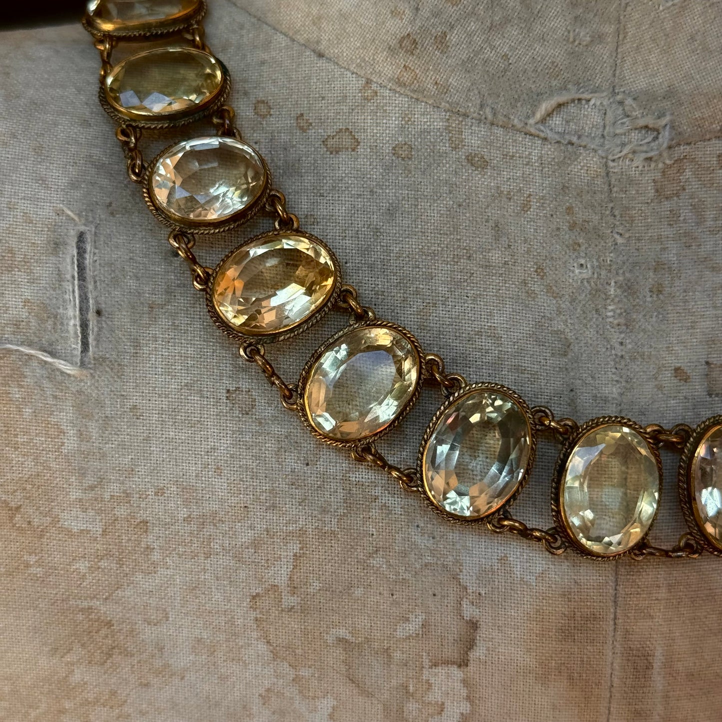 Antique Victorian Graduated Citrine Collet Necklace