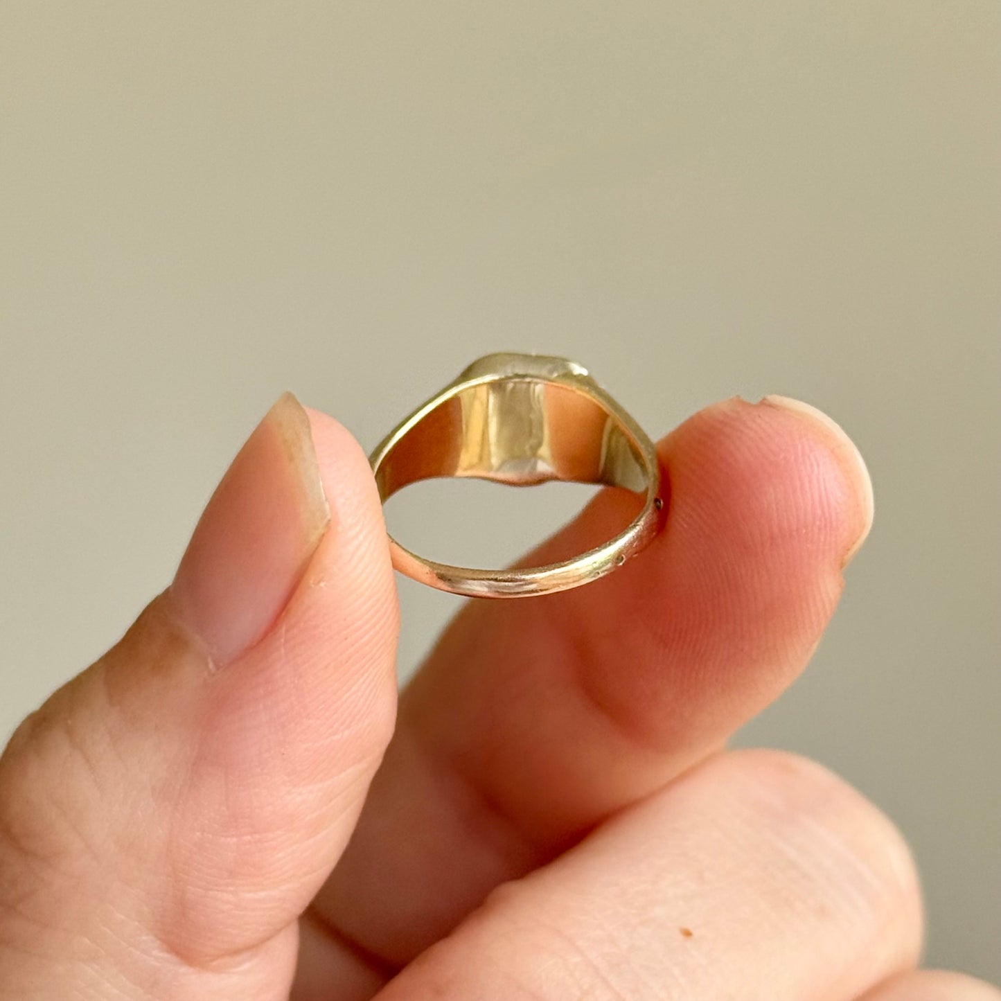 Antique Love Bird Intaglio Signet Ring in 9 Carat Gold; Circa 1860