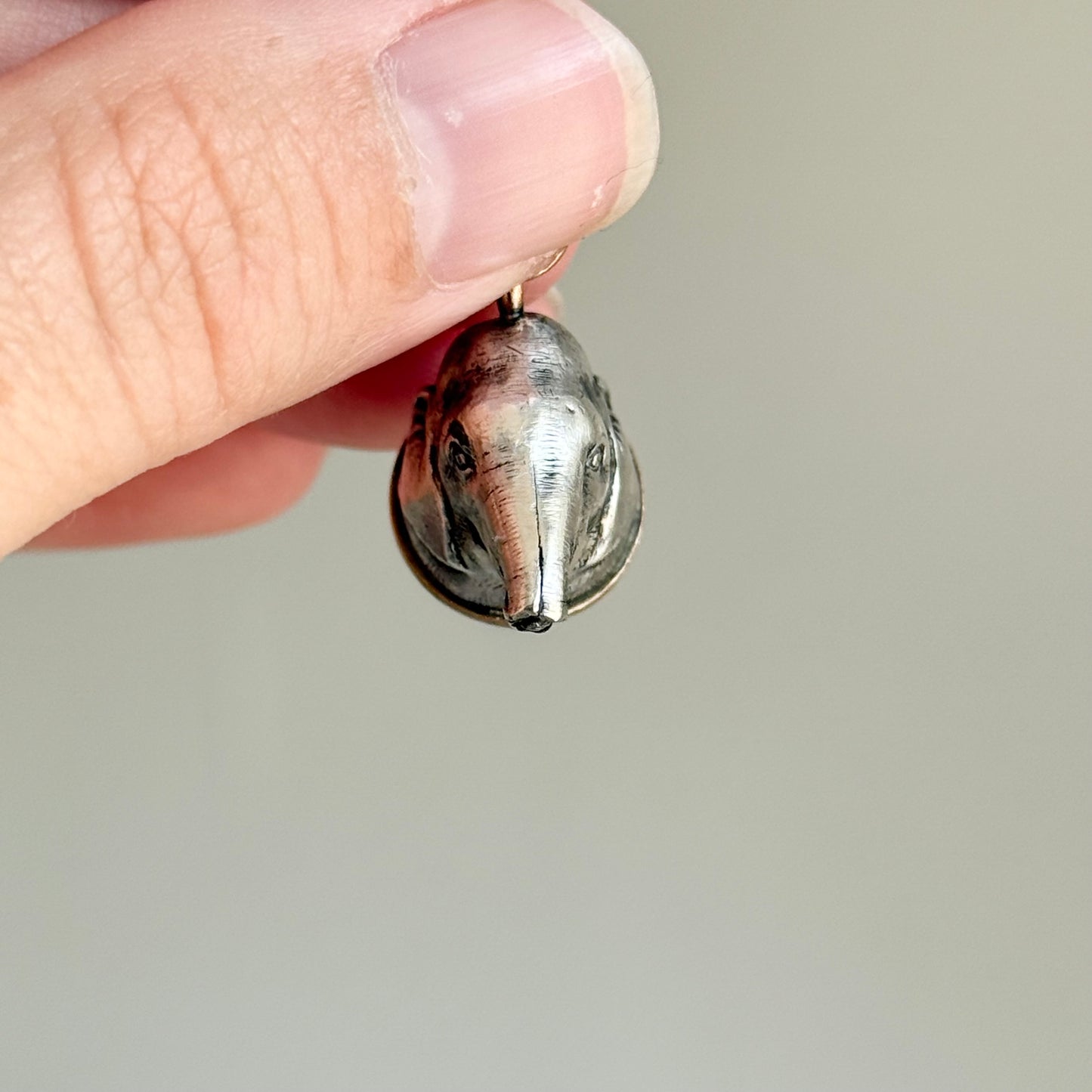 Rare Victorian Elephant Mourning Pendant with Hairwork; Circa 1870