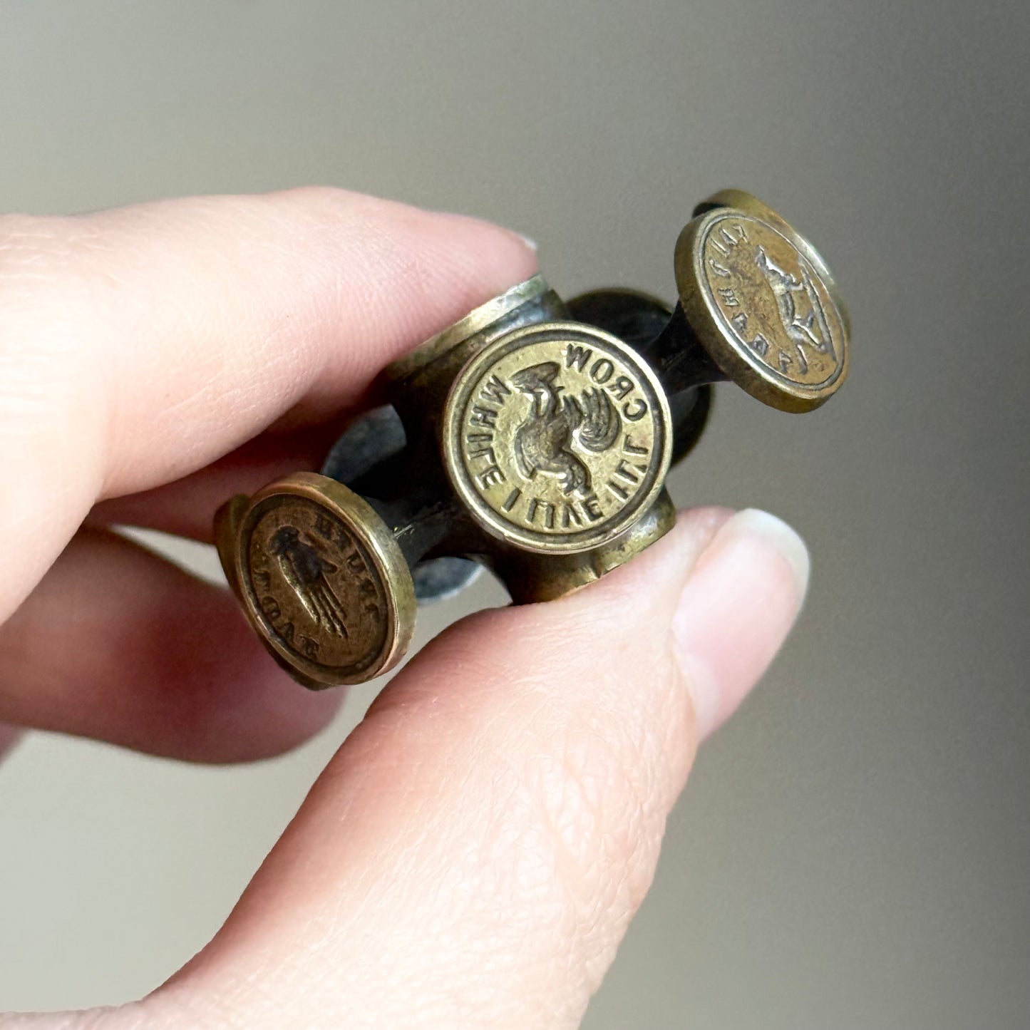 Antique Intaglio Wax Seal Wheel; Seven Sentimental Motifs