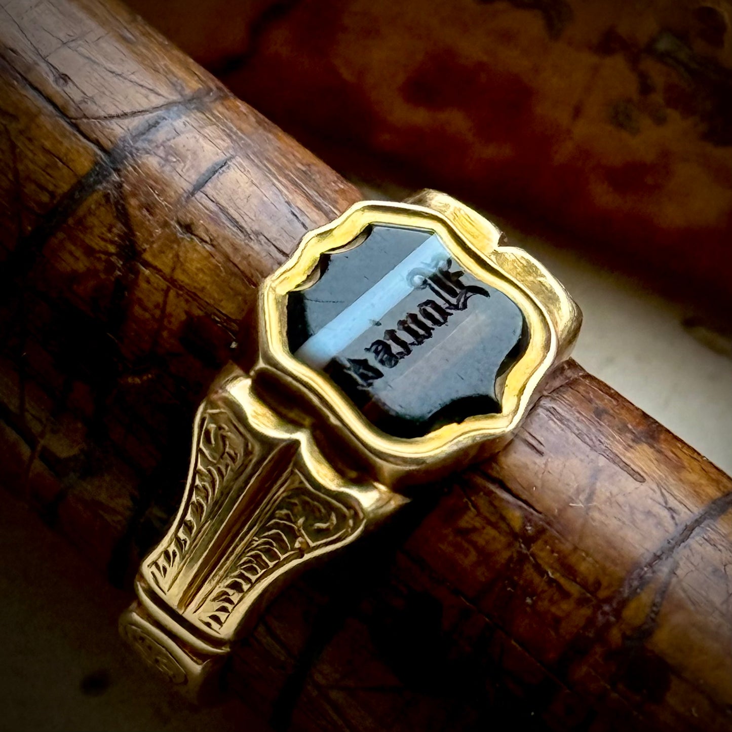 Antique Agate 'Louisa' Intaglio Ring in 18 Carat Gold; Circa 1900