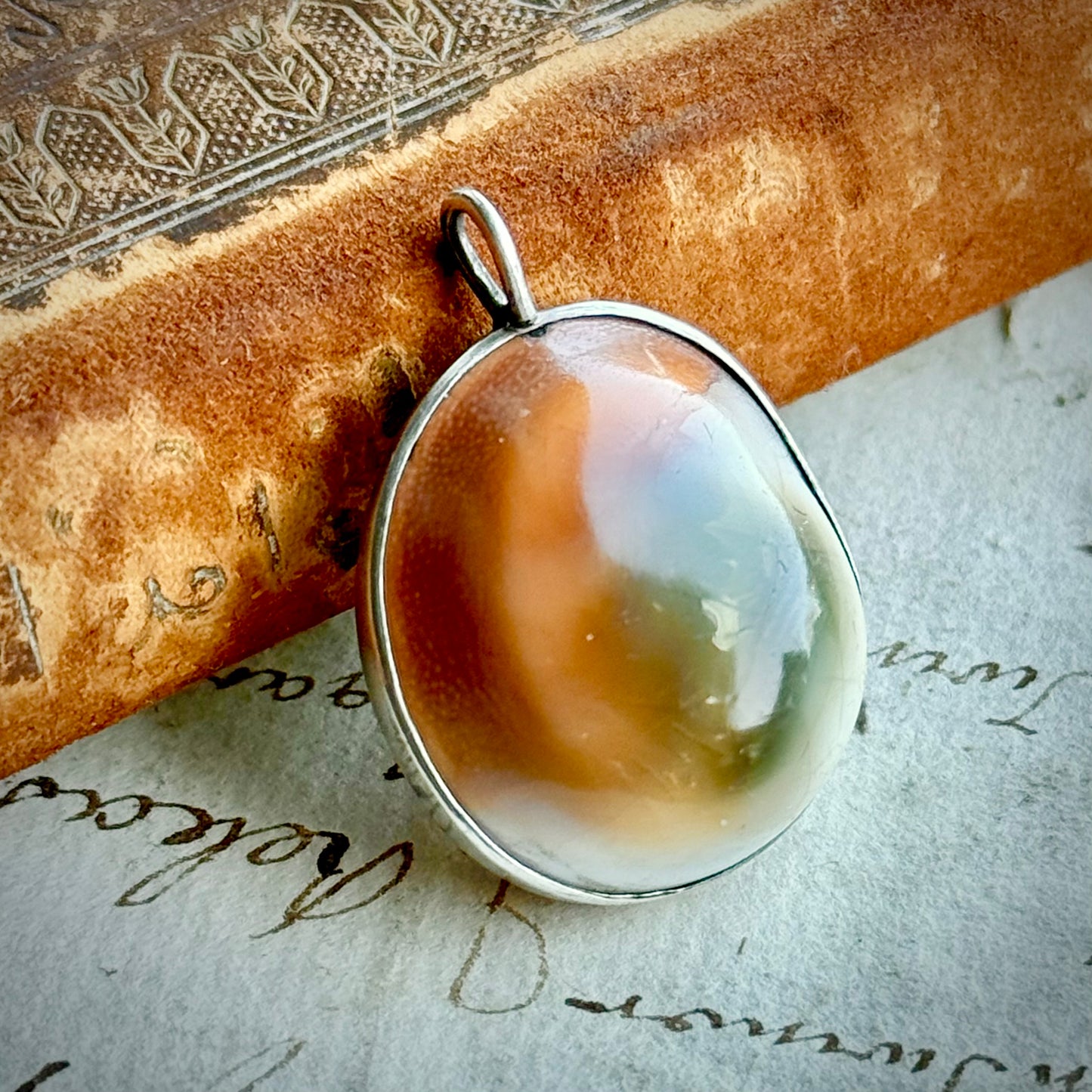 Victorian Operculum Pendant in Silver; Circa 1890