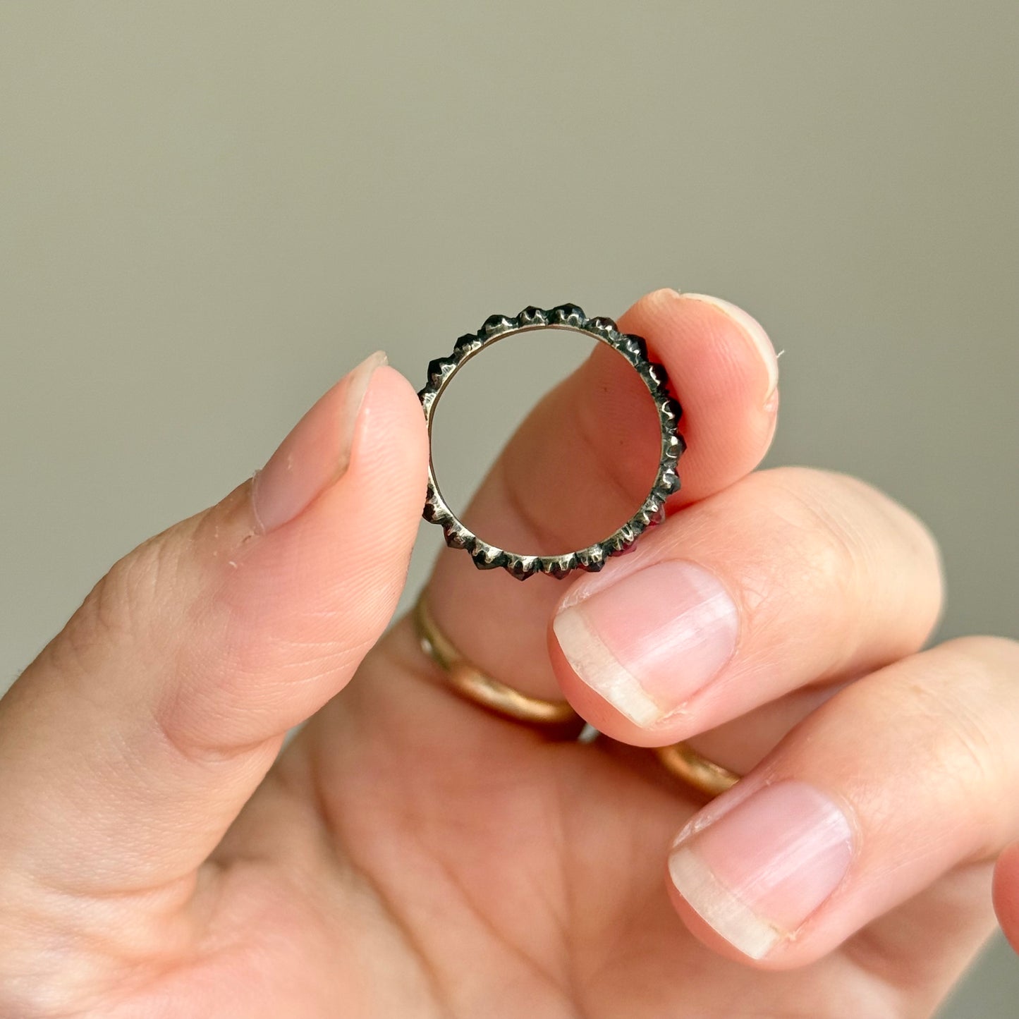 Early Victorian Garnet Eternity Ring; Circa 1830