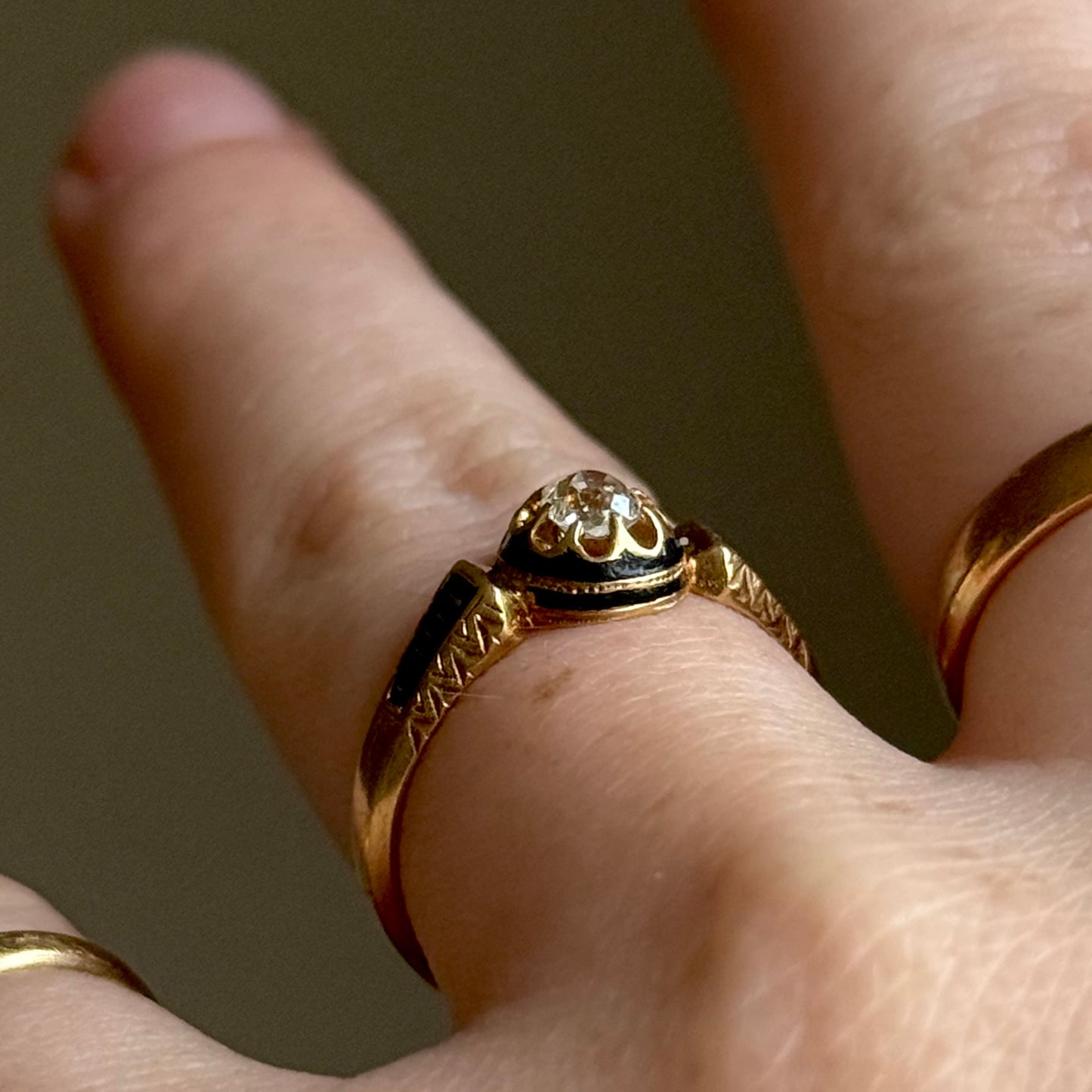 Victorian Diamond Mourning Ring in 18 Carat Gold