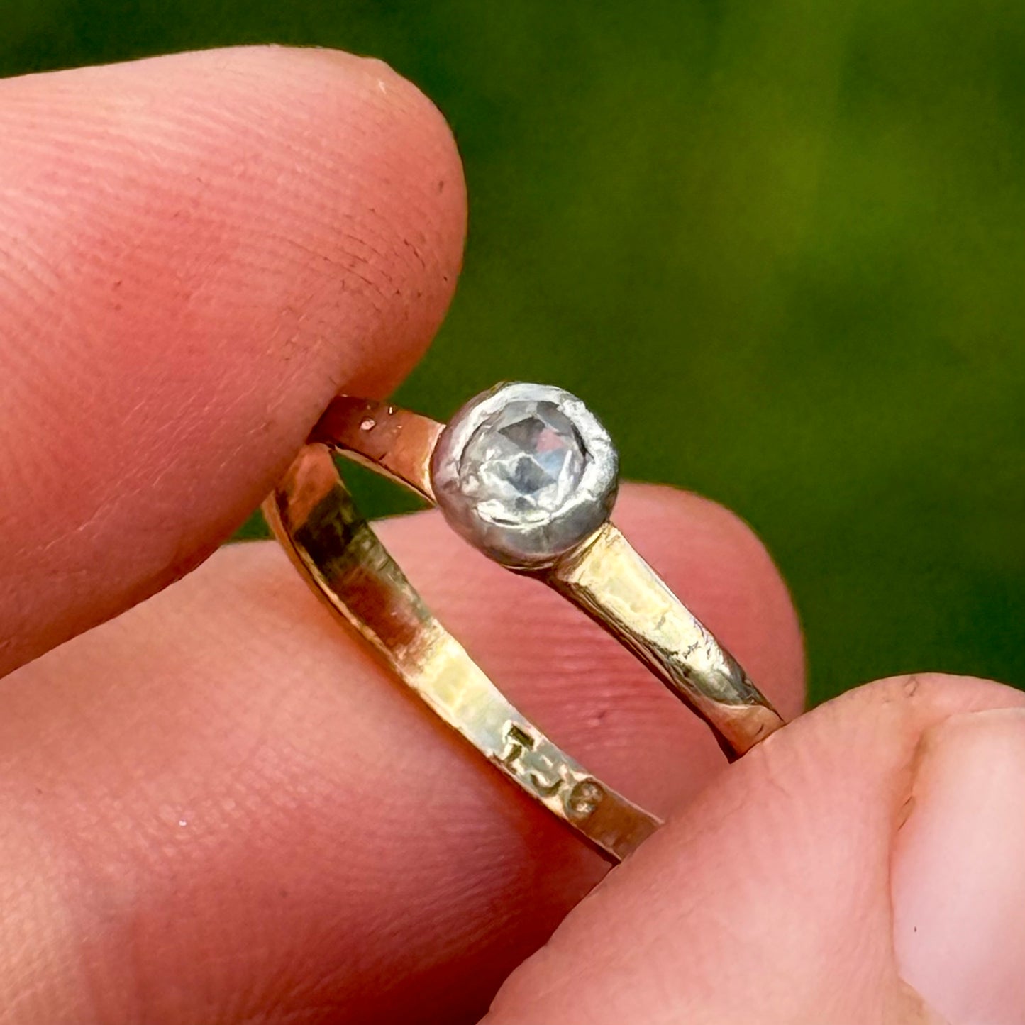 Vintage Rose Cut Solitaire Ring in 9 Carat Gold