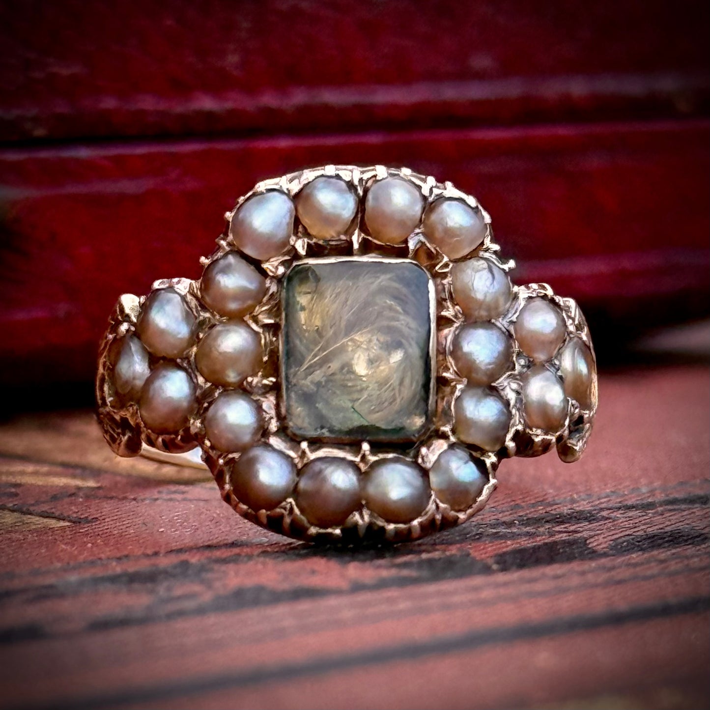 Antique Victorian Pearl Mourning Ring; Circa 1896