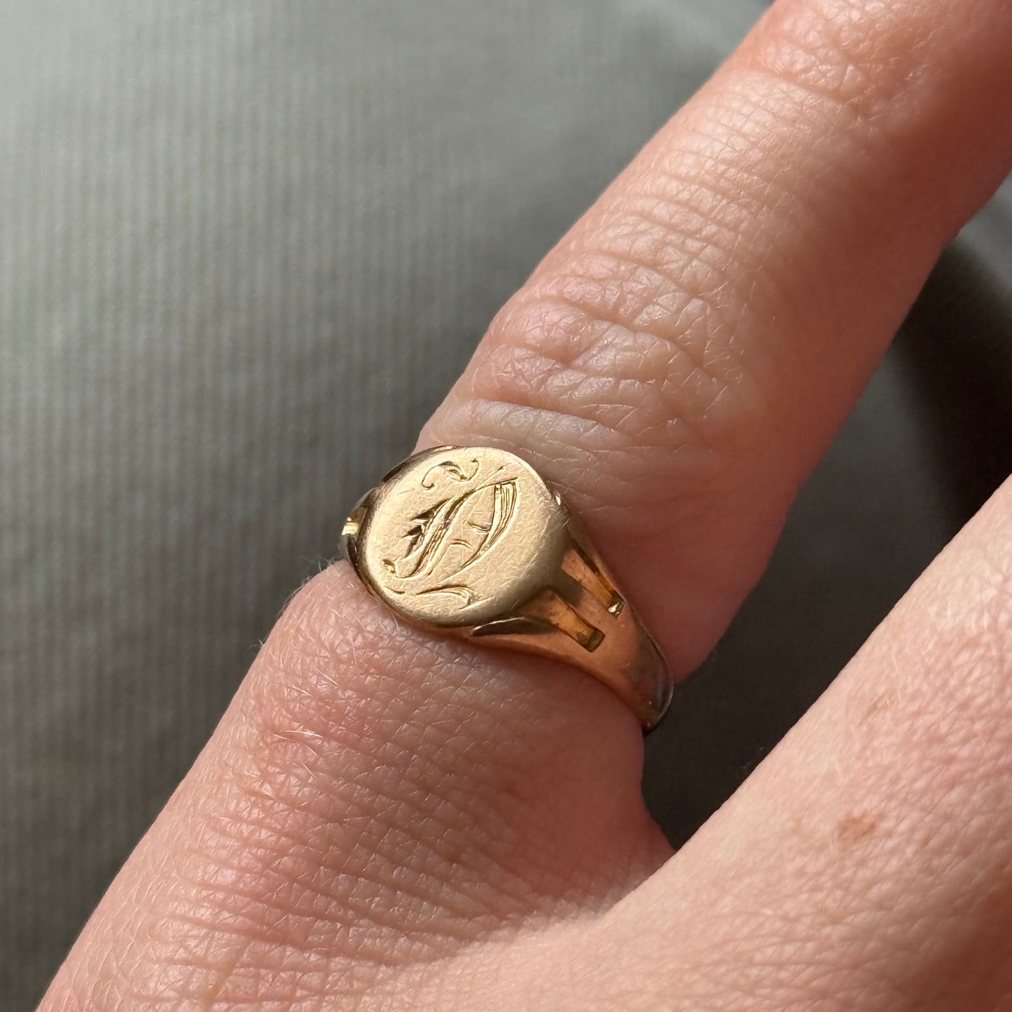 Antique 'N' Signet Ring in 18 Carat Gold; Circa 1890
