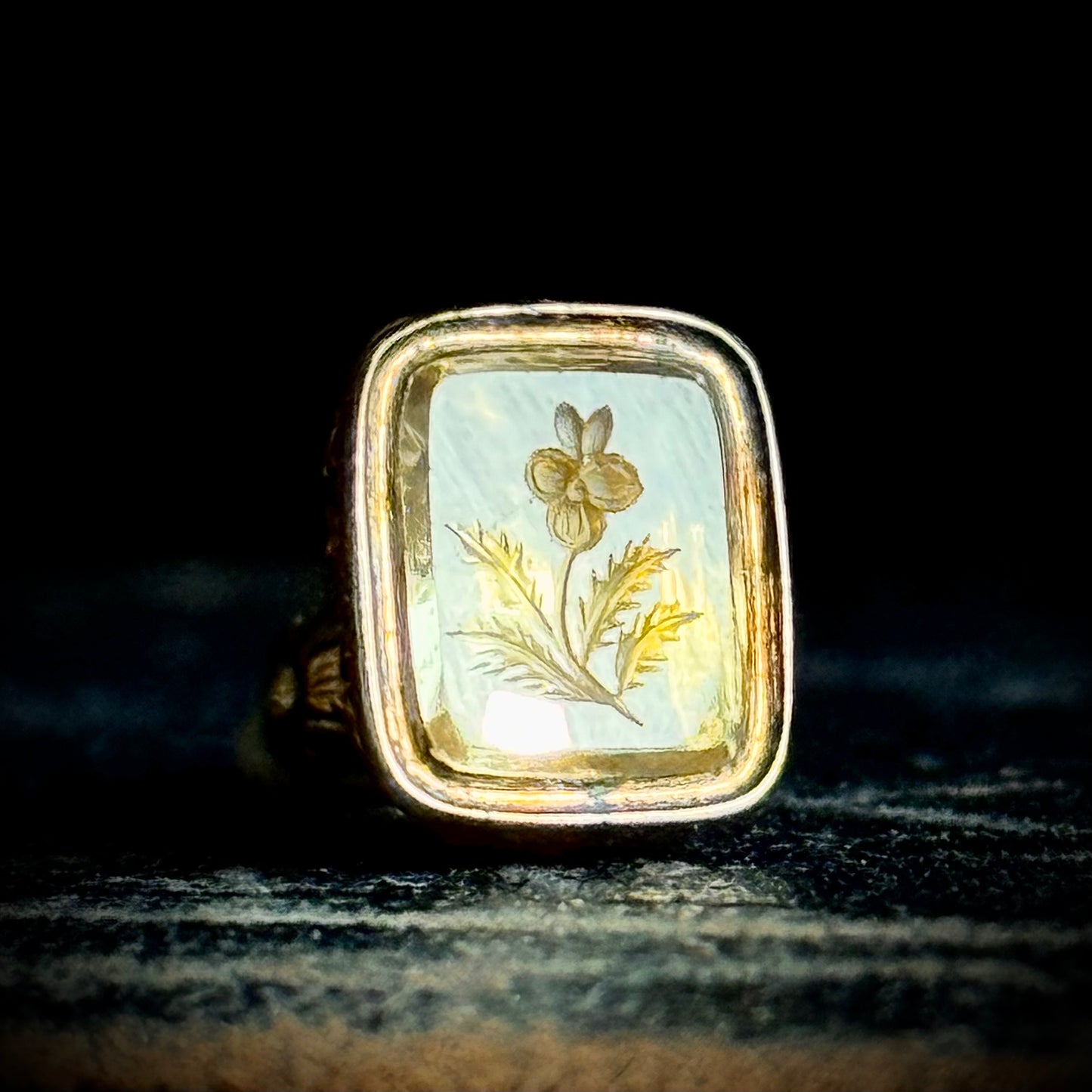 Antique Sentimental Violet Intaglio Fob; Circa 1850