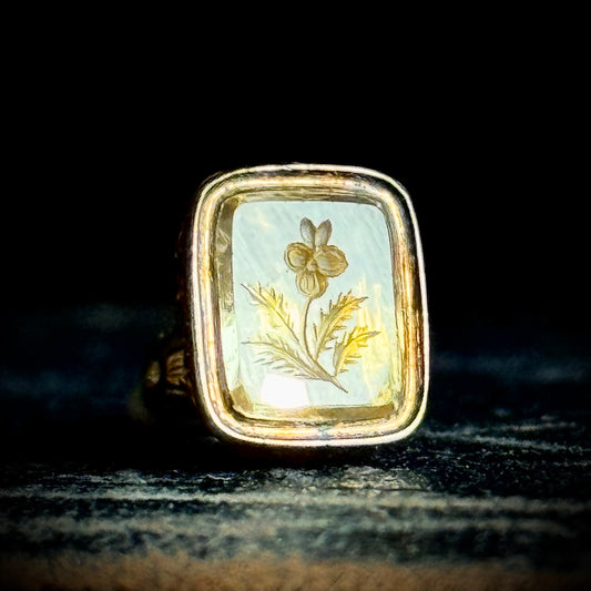 Antique Sentimental Violet Intaglio Fob; Circa 1850