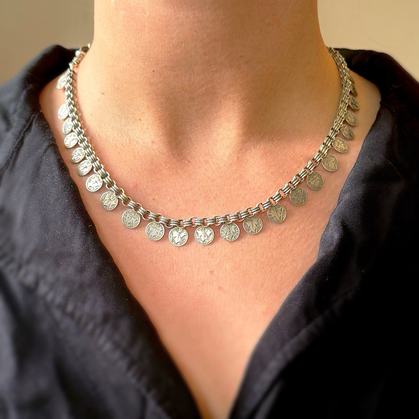 Late Victorian Ivy Collar Necklace; Circa 1880