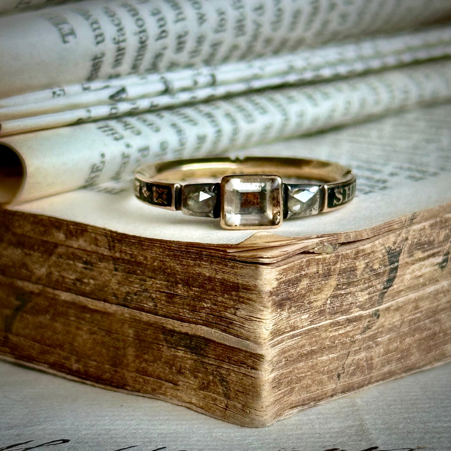 Exceptional Diamond Georgian Mourning Ring; Circa 1750