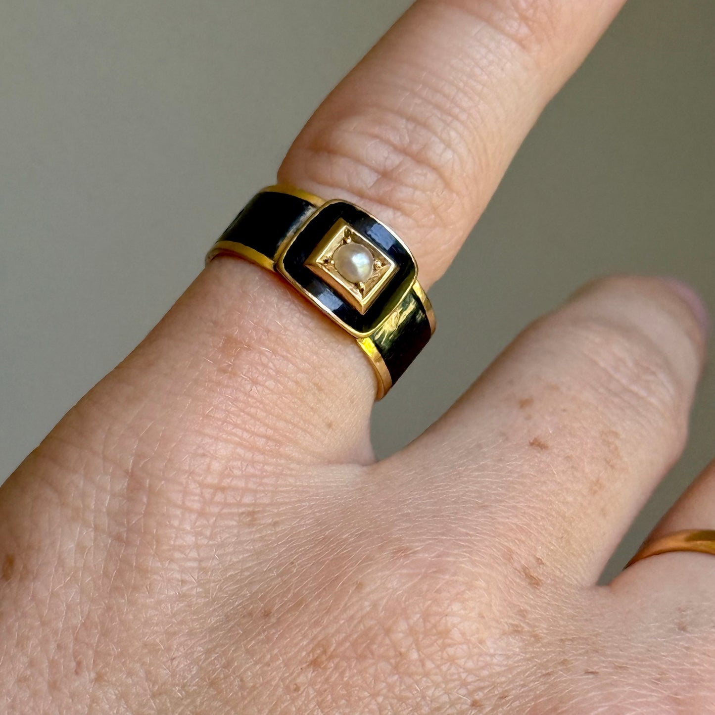 Antique Georgian Pearl Mourning Ring for John Josias Conybeare