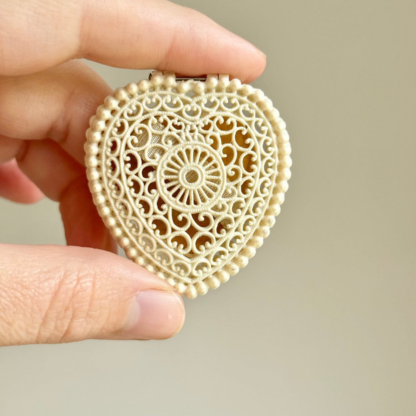 Vintage Early Plastic Filigree Ring Box