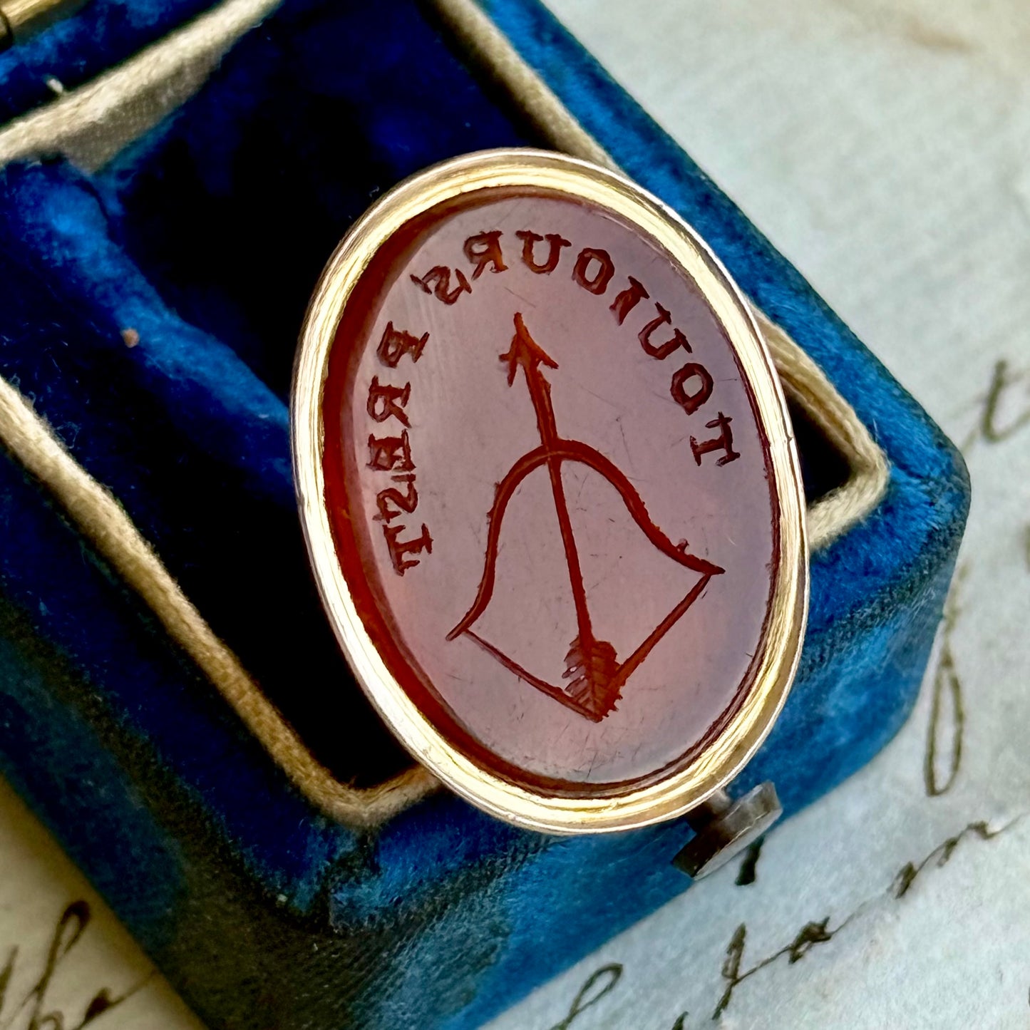 Antique Carnelian French Arrow Intaglio Fob Pendant