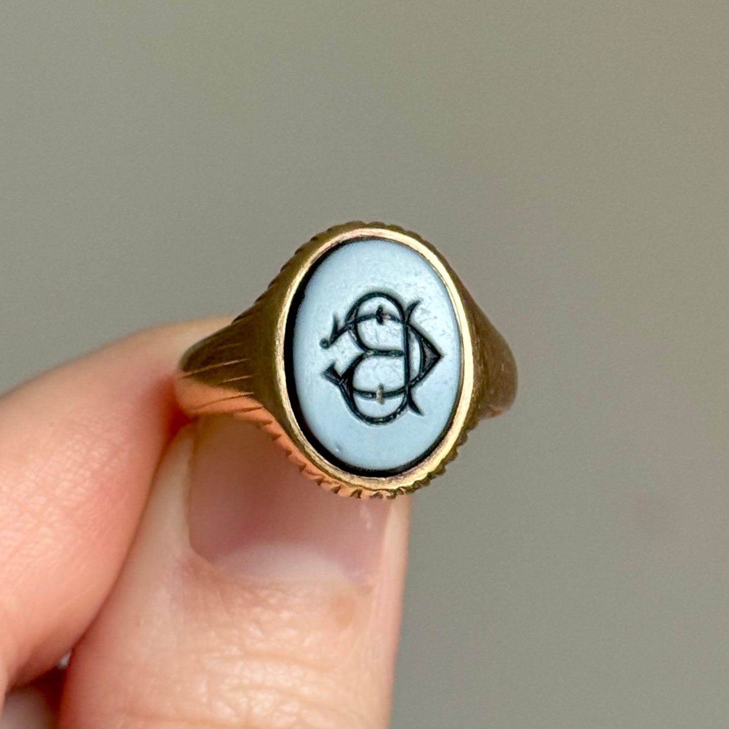 Antique Victorian Monogram Signet Ring in 18 Carat Gold; Circa 1890