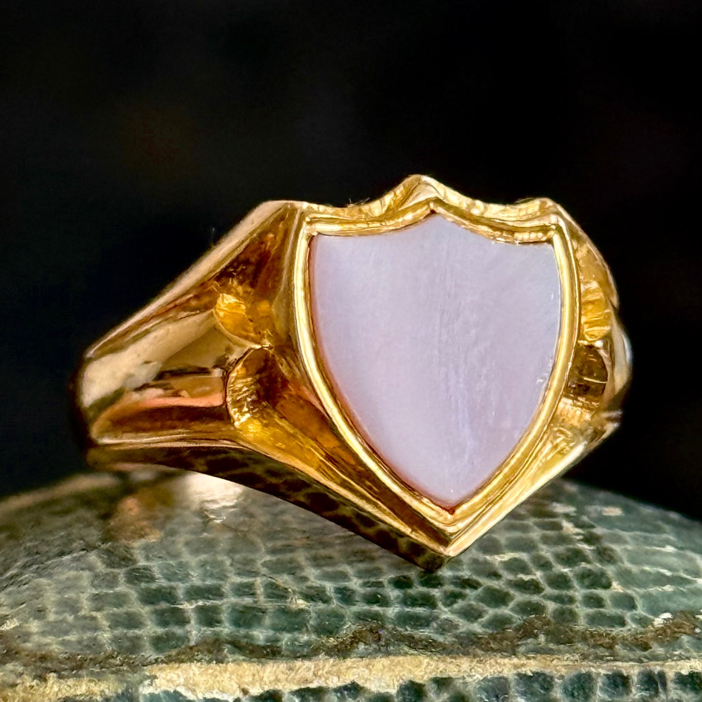 Antique Edwardian Shield Signet Ring; Circa 1909