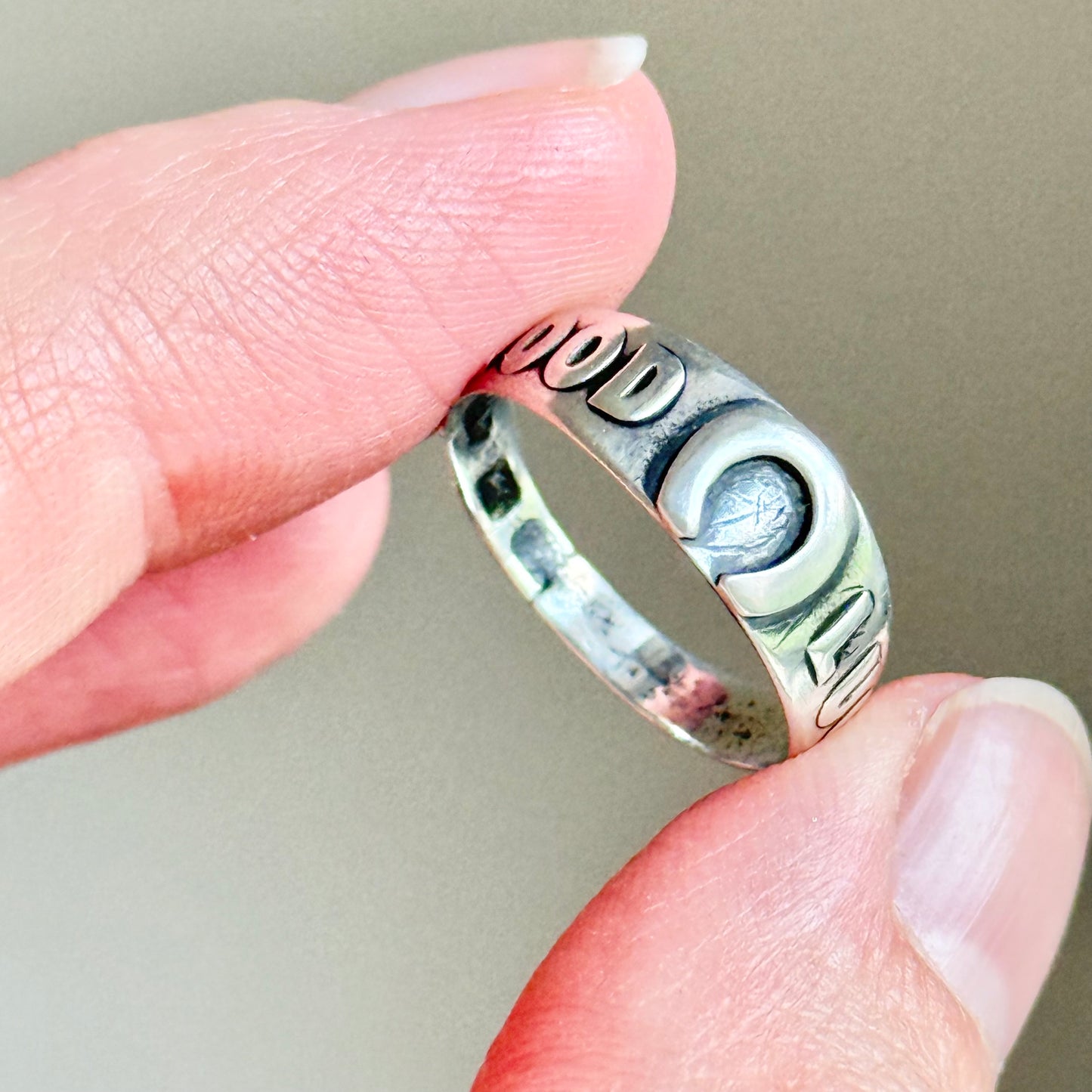 Antique Victorian Good Luck Silver Ring; Circa 1880