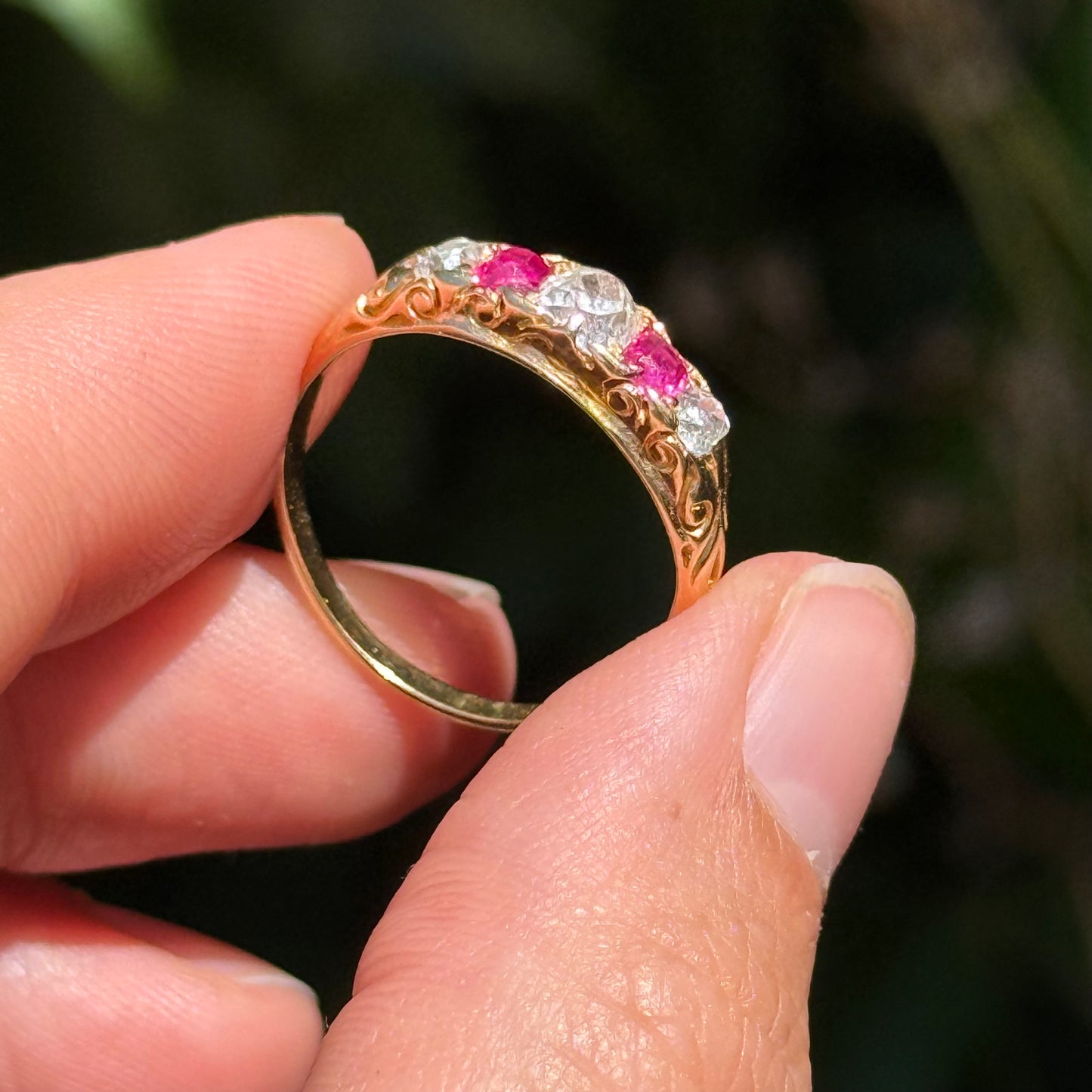 Antique Edwardian Ruby & Diamond Ring; Circa 1900