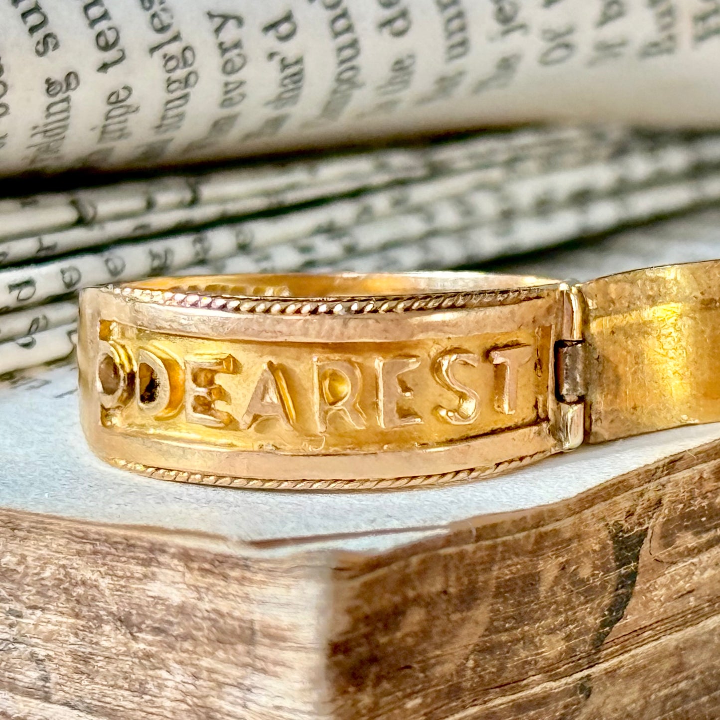 Edwardian Diamond "DEAREST" Locket Ring in 18 Carat Gold