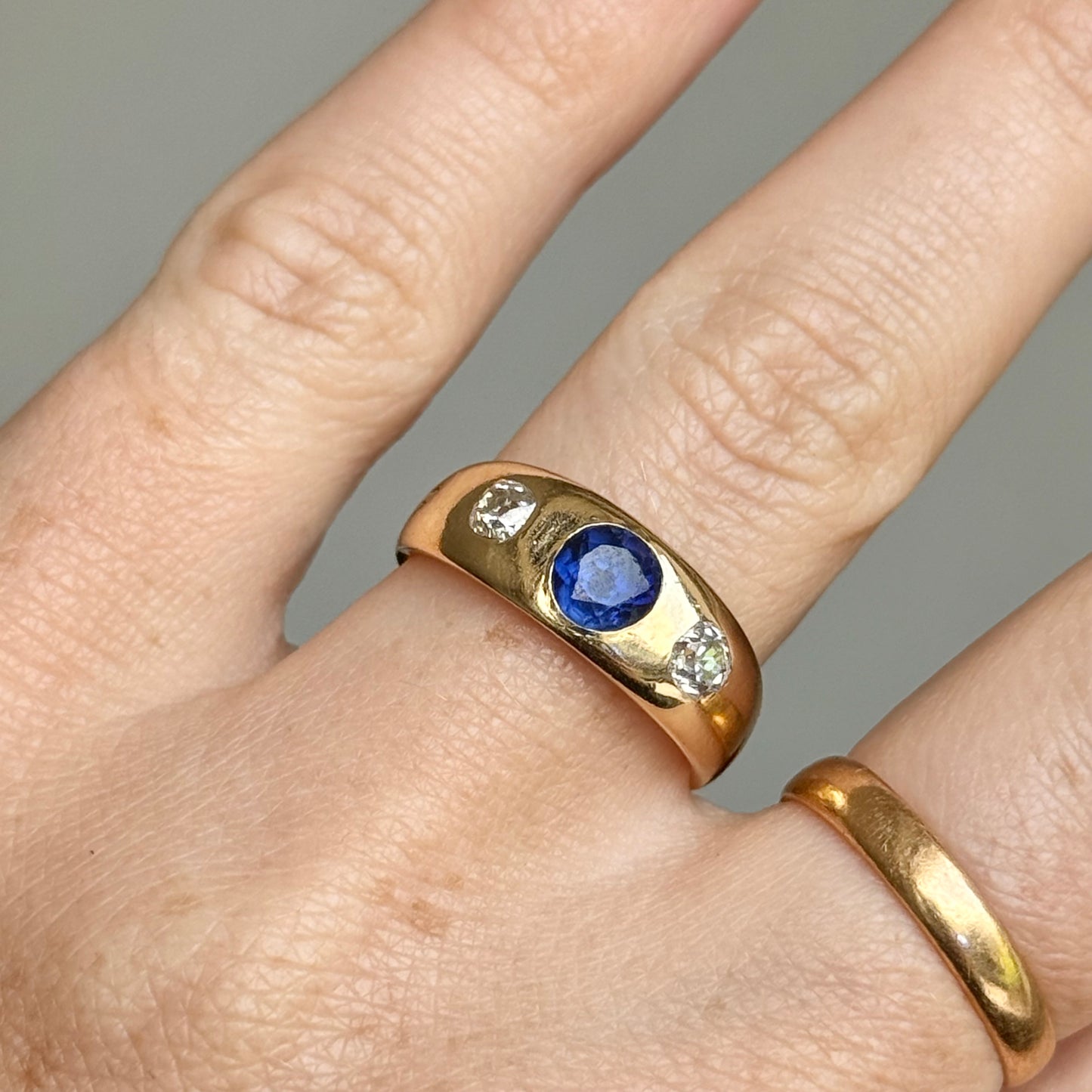 Antique Victorian Sapphire & Diamond Trilogy Ring