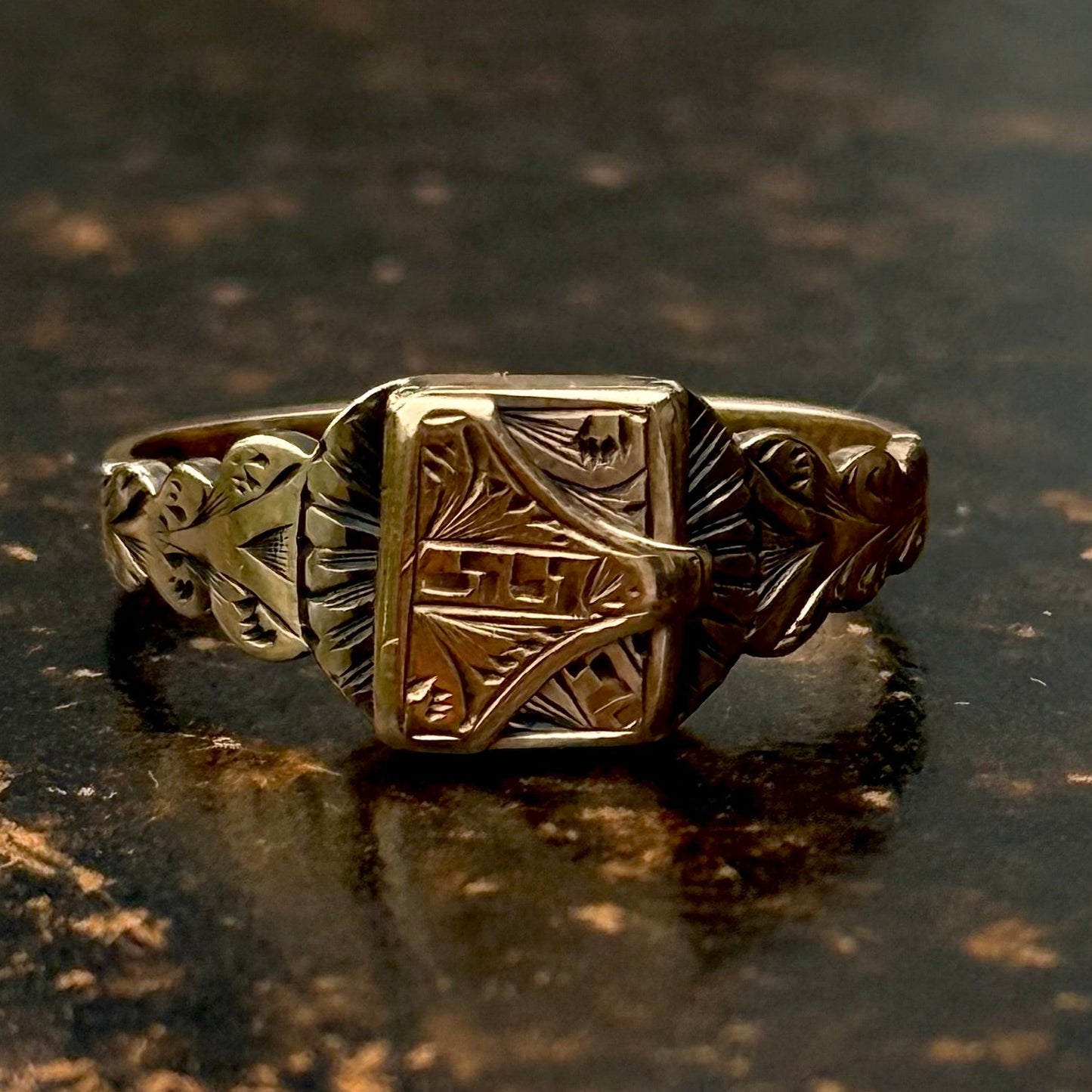 Antique Victorian Book Locket Ring in 9 Carat Gold
