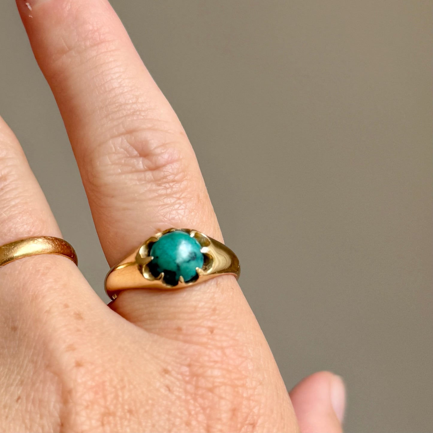 Victorian Turquoise Ring in 18 Carat Gold; Circa 1850