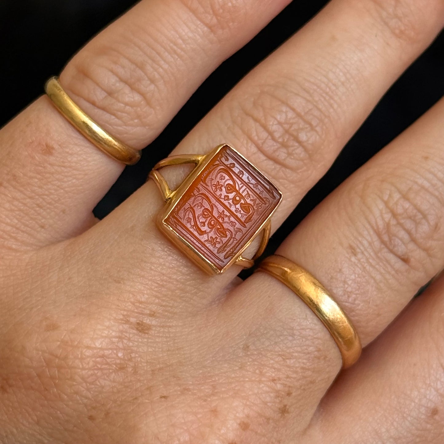 Antique Victorian Carnelian Arabic Intaglio; Circa 1880