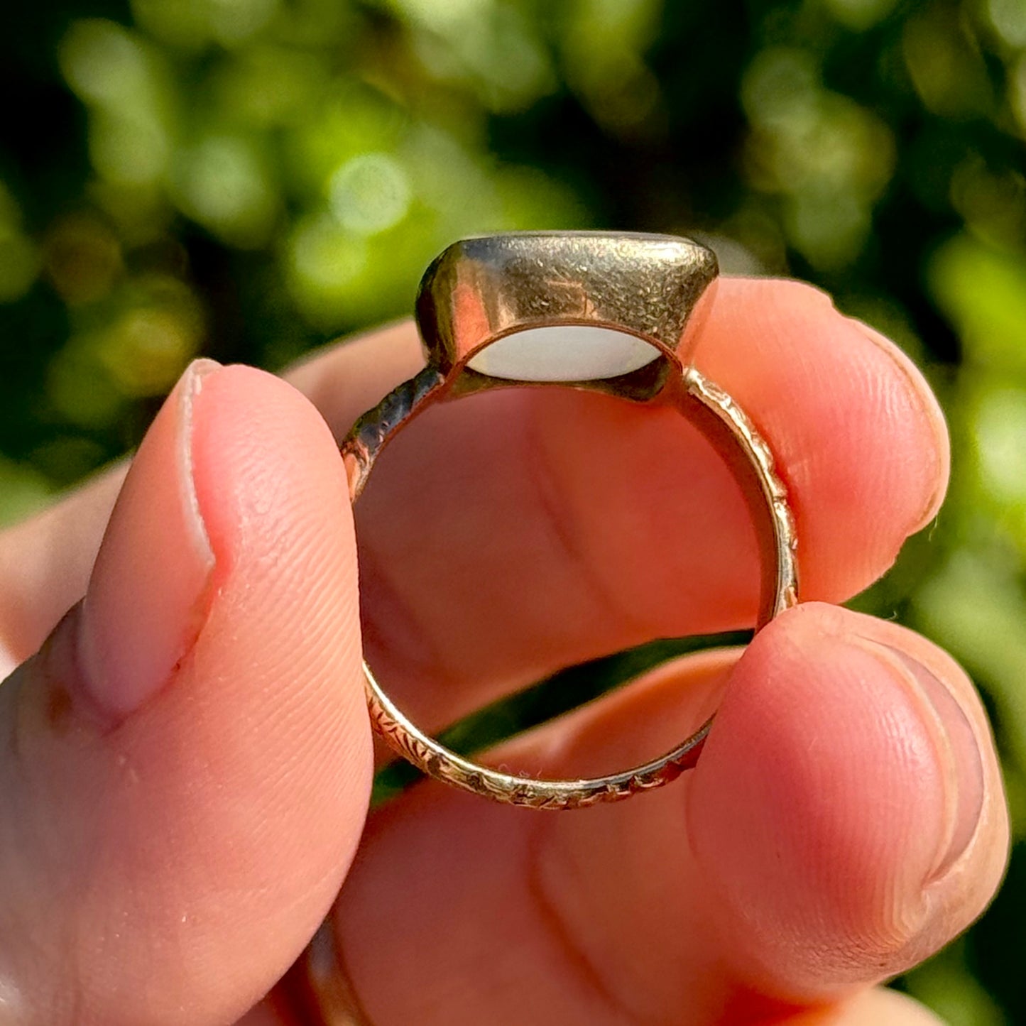 Monogrammed Chalcedony Ring in 9 Carat Gold