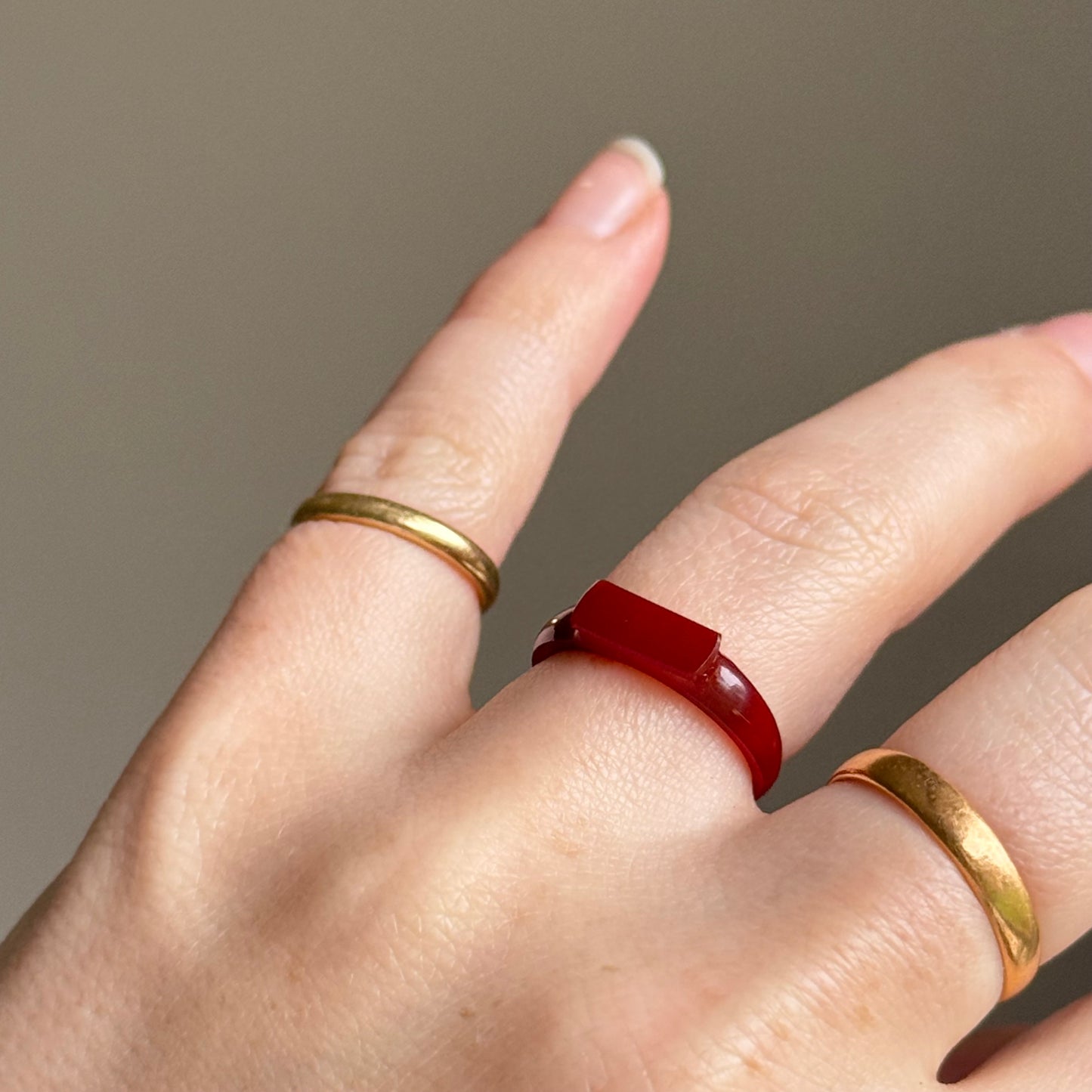 Antique Carnelian Carved Signet Ring; Circa 1880