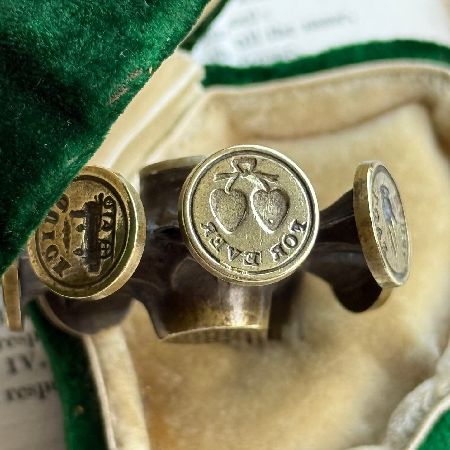 Antique Intaglio Wax Seal Wheel; Seven Sentimental Motifs