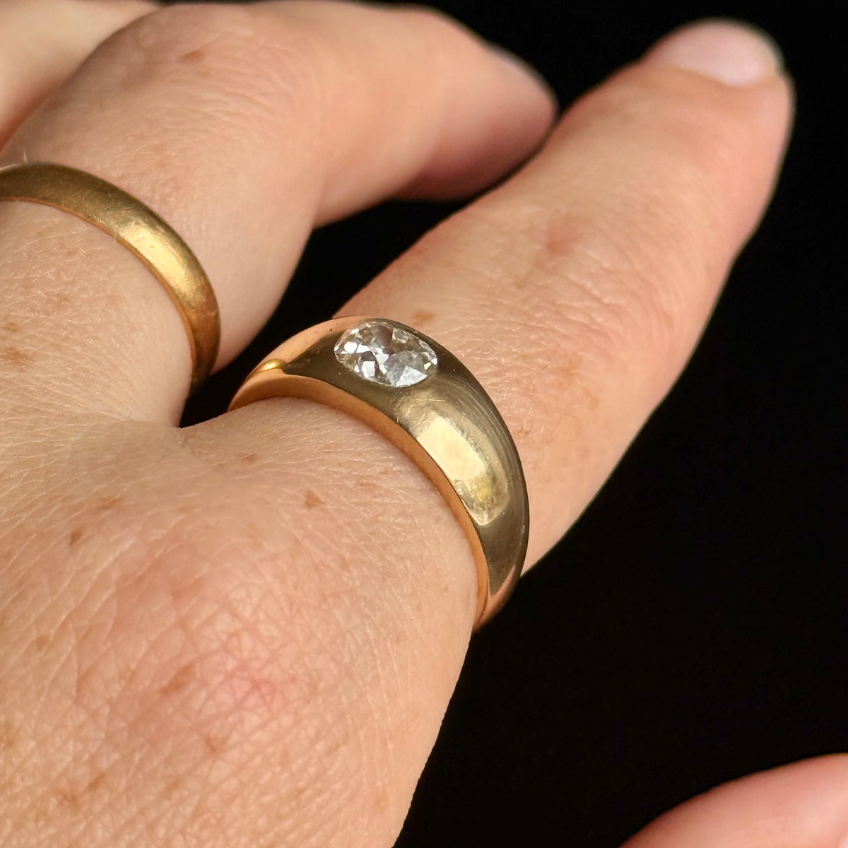 Antique Victorian Oval Diamond Ring in 18 Carat Gold; Circa 1885
