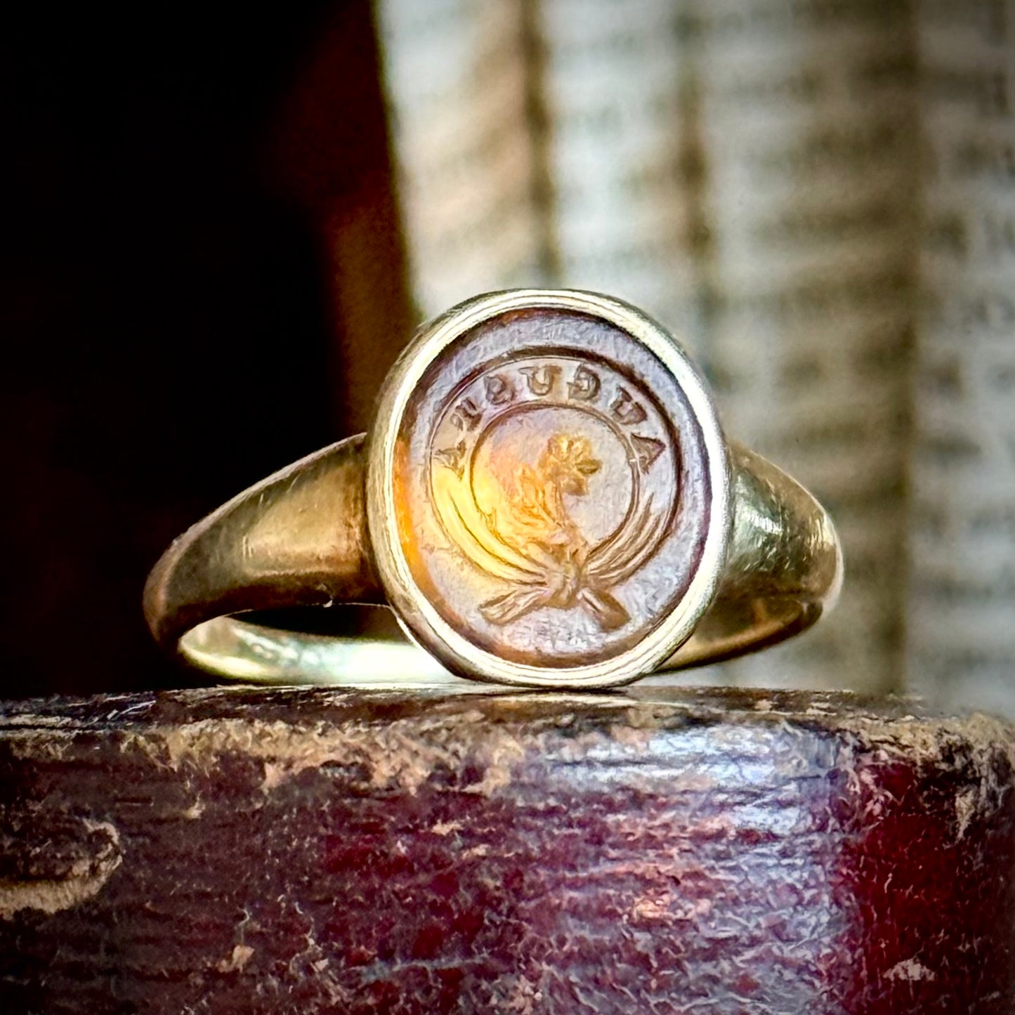 Antique 'Augusta' Citrine Intaglio Signet Ring