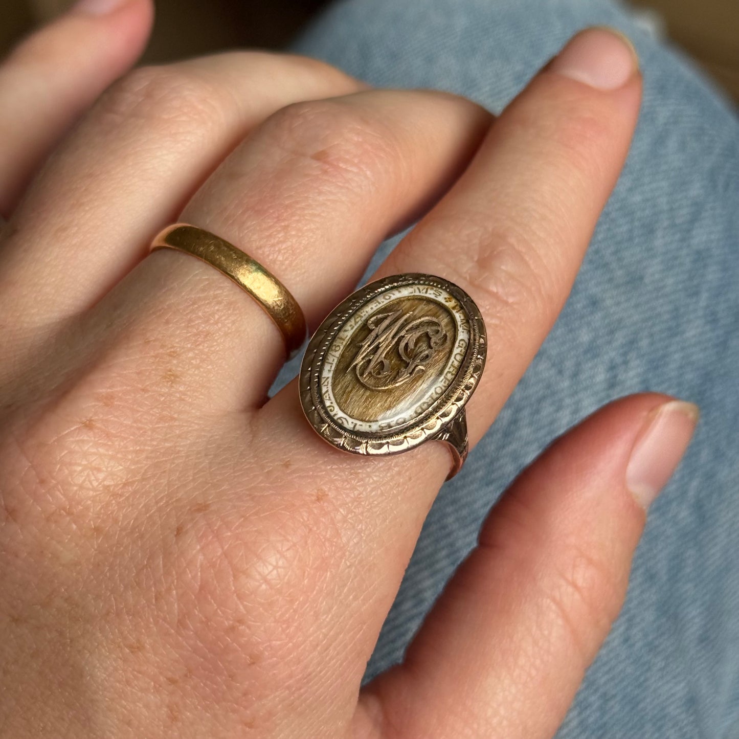 Georgian Enamel Mourning Ring in 9 Carat Gold; Circa 1781