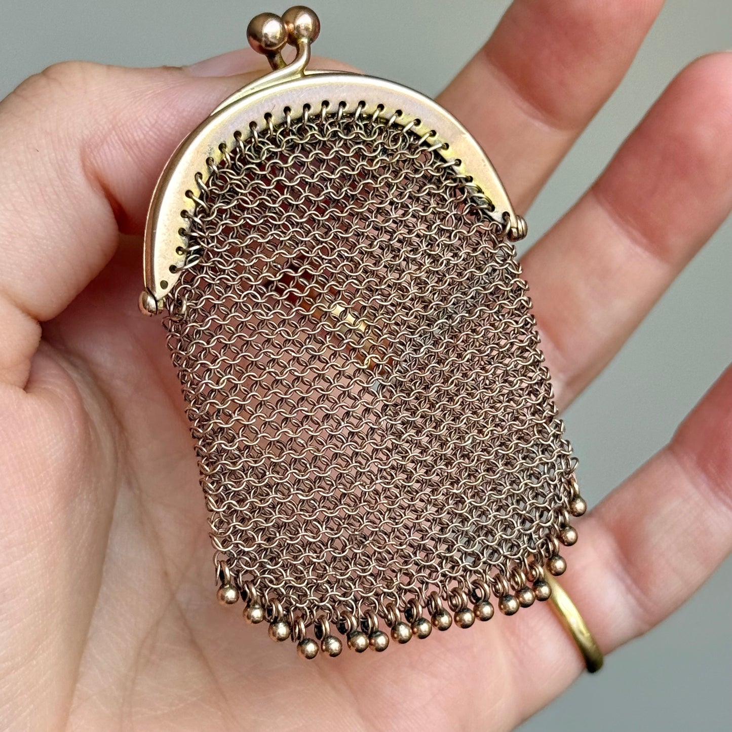 Antique Miniature Woven Mesh Purse Pendant